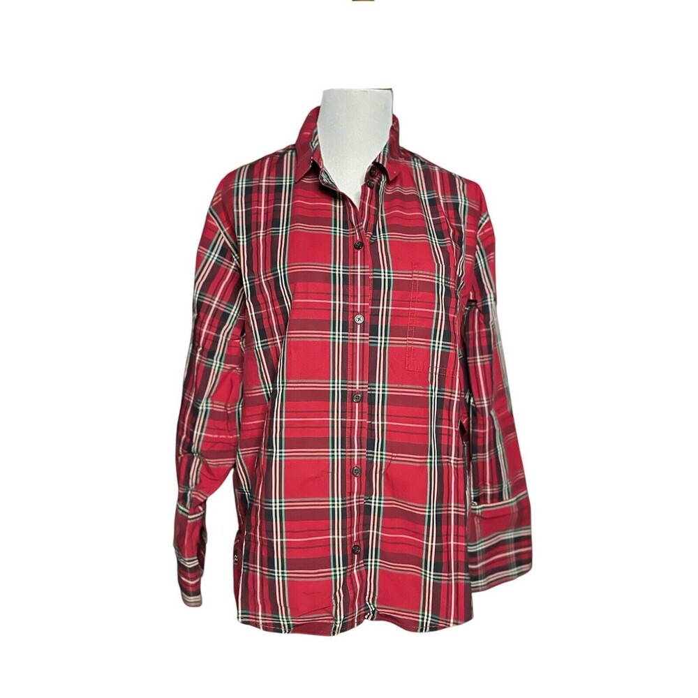 J. Crew Women’s 20 Garçon Red Plaid Cotton Button Down Shirt Plus Size Wide Cuff